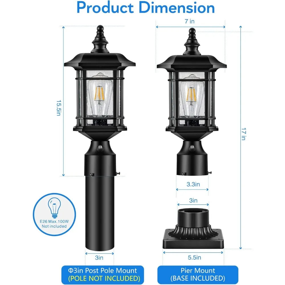 2 Pack Garden Post Lights, with Pier Mount