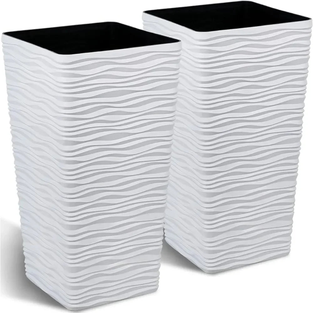 Plastic White Square Plant Pots