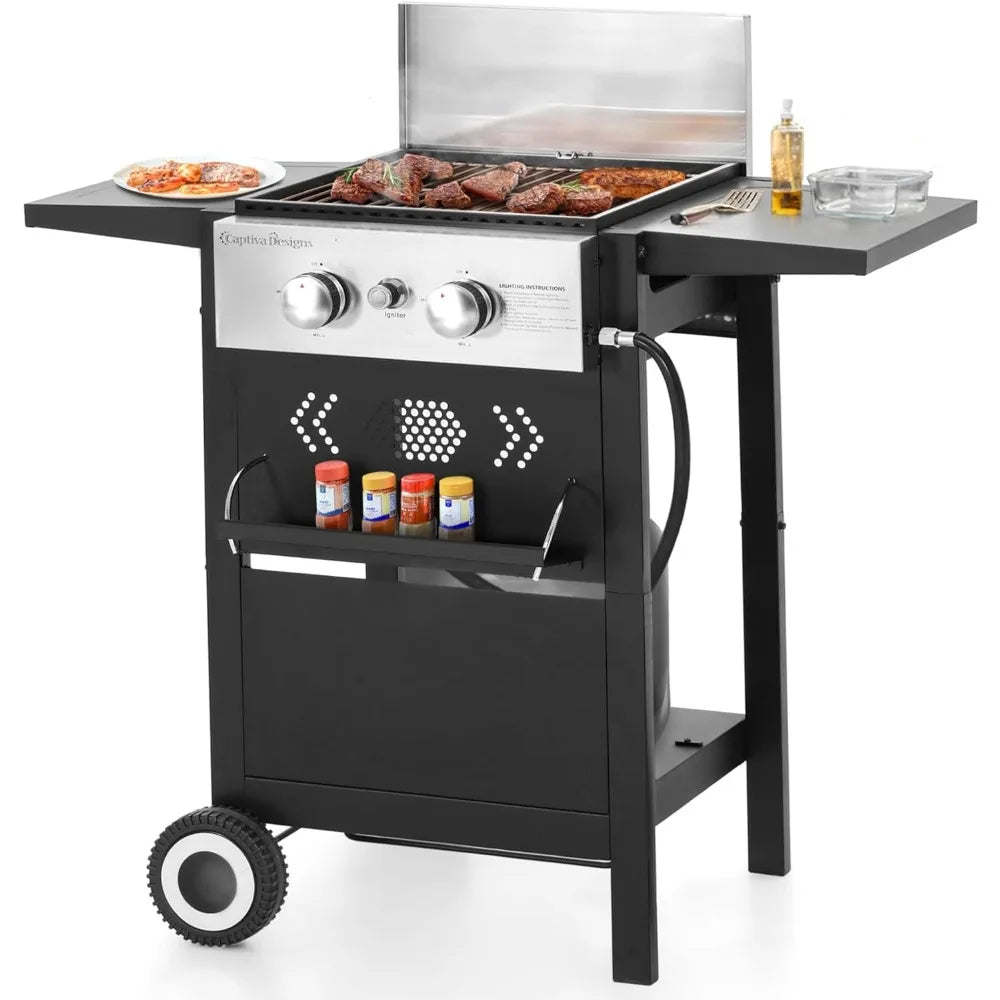 Barbecue Grill with Side Shelves