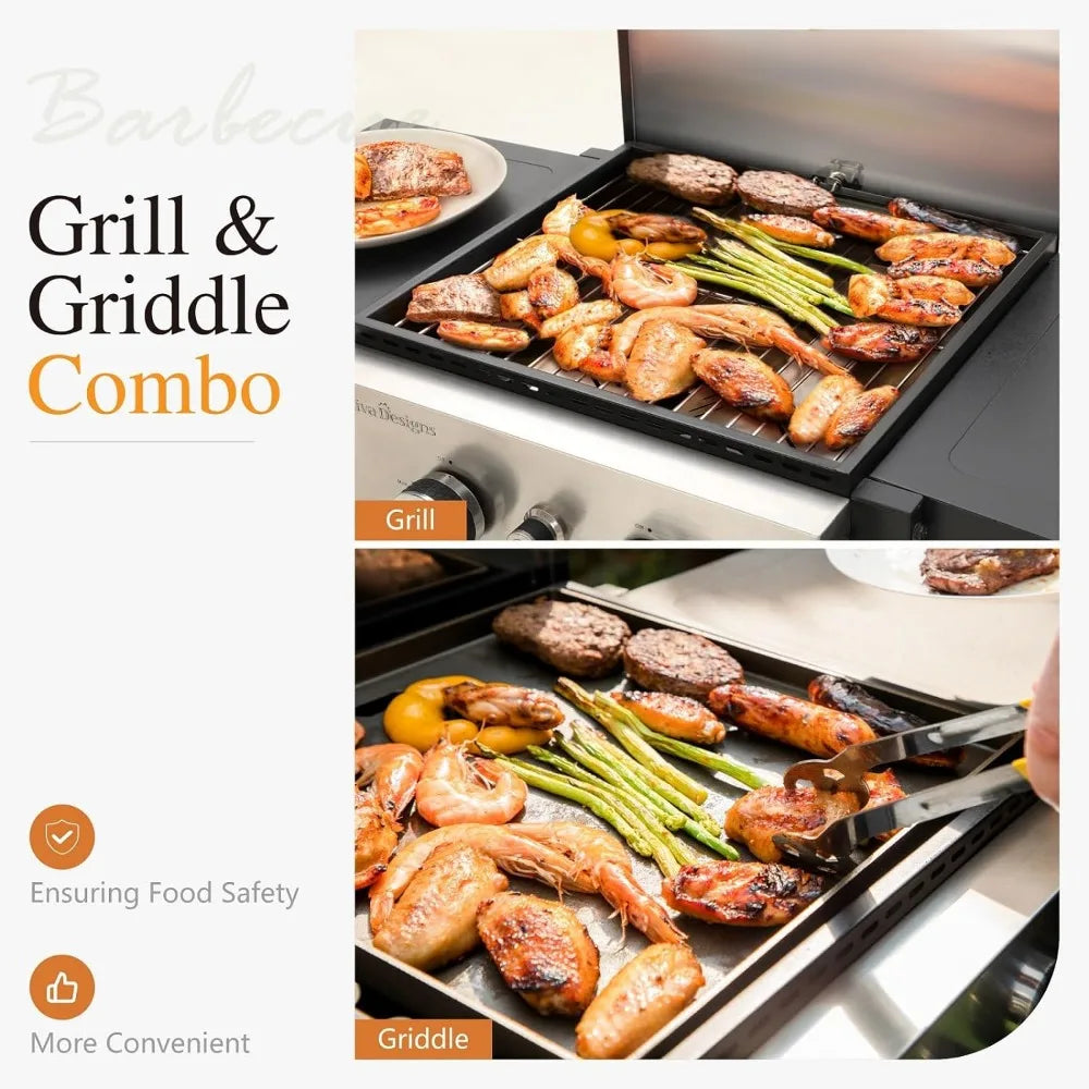 Barbecue Grill with Side Shelves