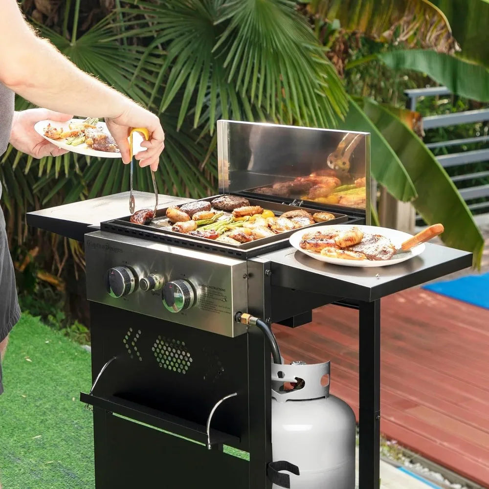 Barbecue Grill with Side Shelves