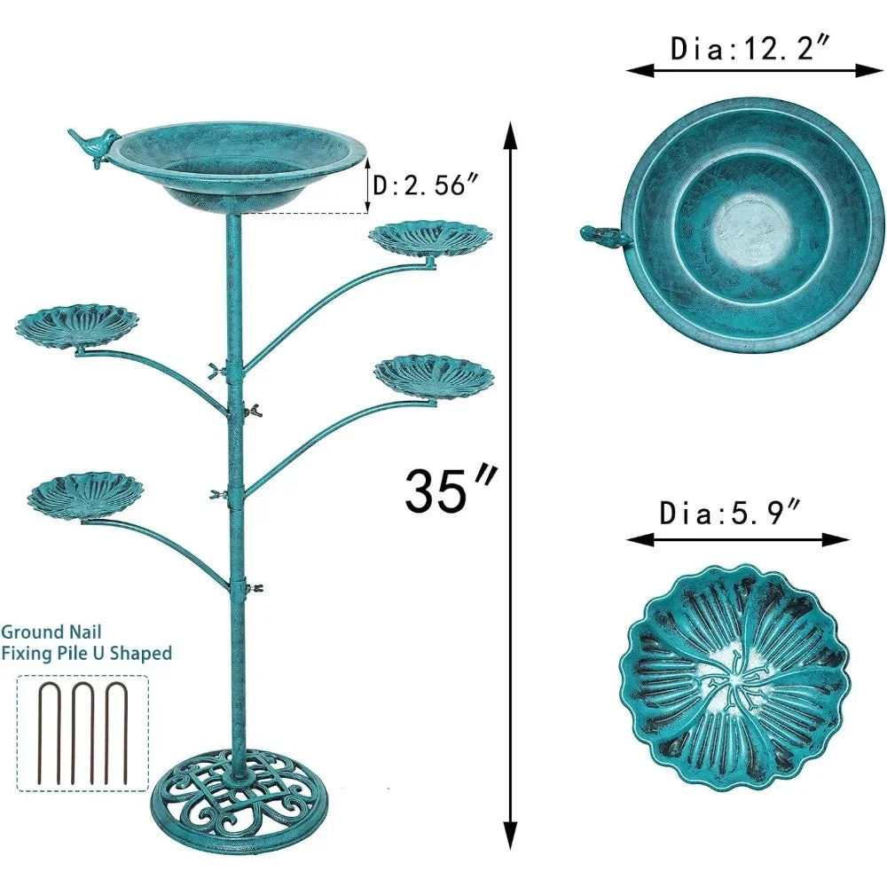 35 Inch High Metal Bird bowl